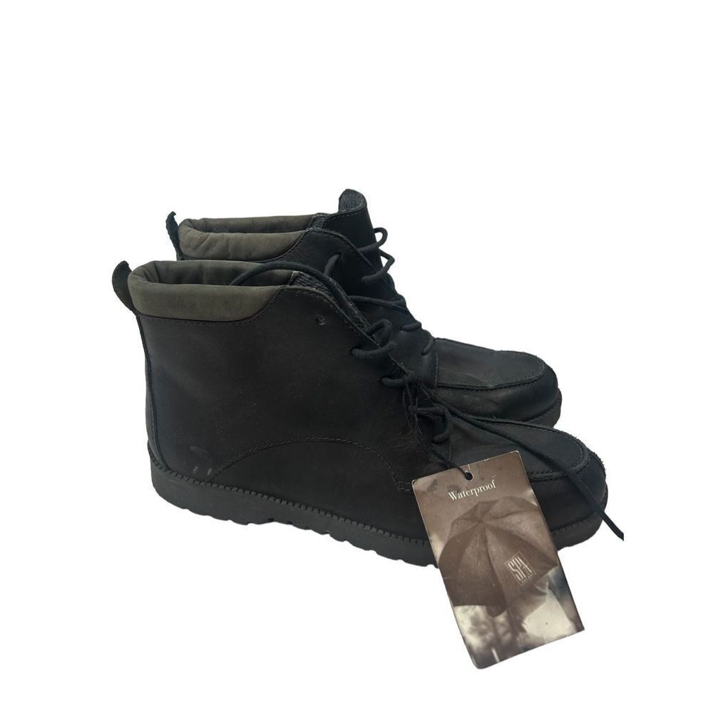 SPA by Nine West Mens black chukka weatherproof leather boots size 8.5 NWT